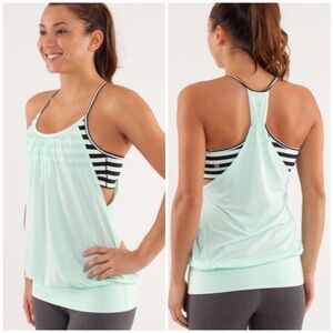 lululemon athletica | Mint Green & Striped Bra No Limits Tank Top